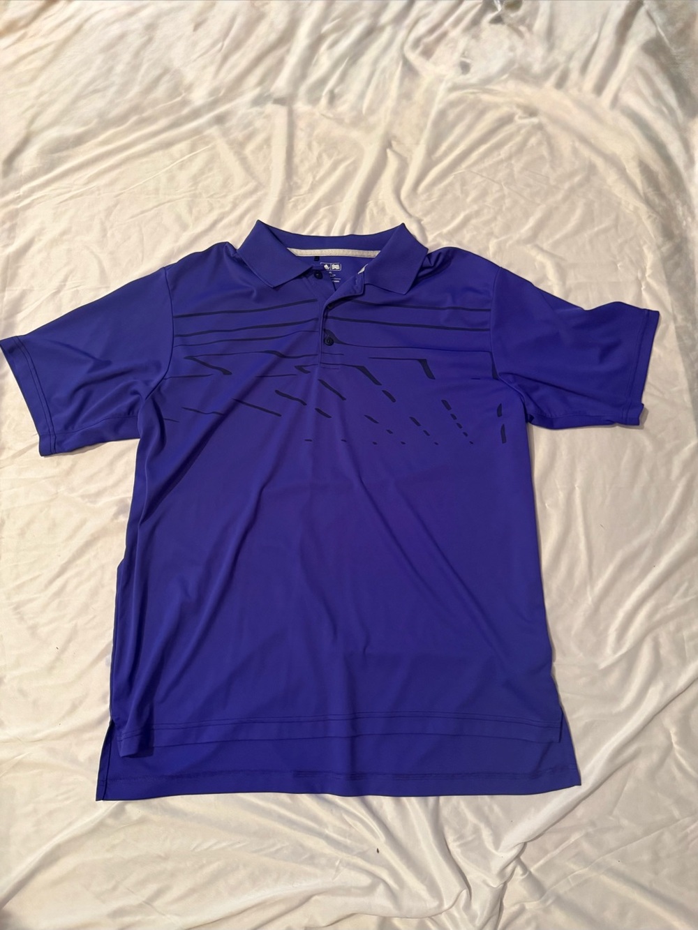 adidas Men's Blue Polo Shirt with Subtle Black Stripe Accents